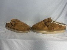 White Mountain Tan Suede Shearling Lined Clog Slippers - Size Small S Women