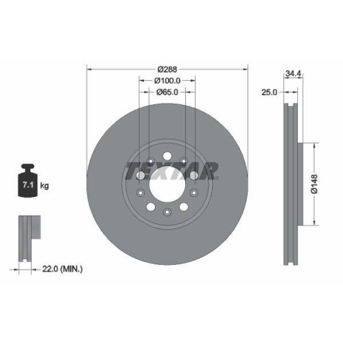 Textar 92106605 Bremsscheibe Vorderachse FüR Seat Skoda VW Vw (Faw) Vw (Svw)-image