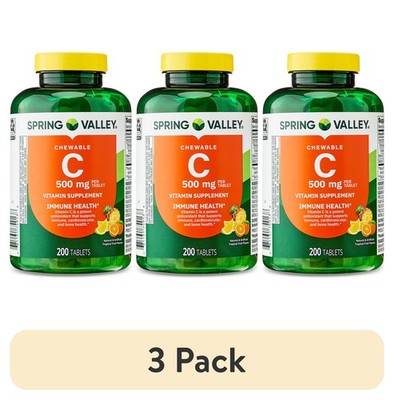 (3 pack) Spring Valley Vitamin C Dietary Supplement, Tropical Fruit, 500 mg