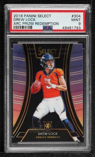2018 Panini Select 2019 NFL Draft XRC Prizm Redemption /300 Drew Lock PSA 9 MINT