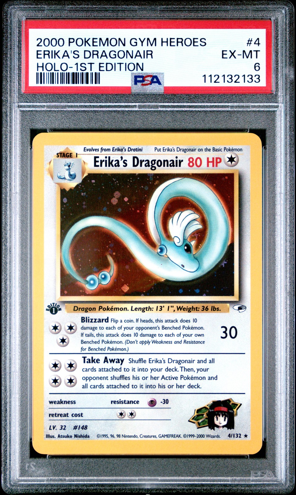 Erika'S Dragonair Pokemon Gym Heroes 4 NM PSA 6