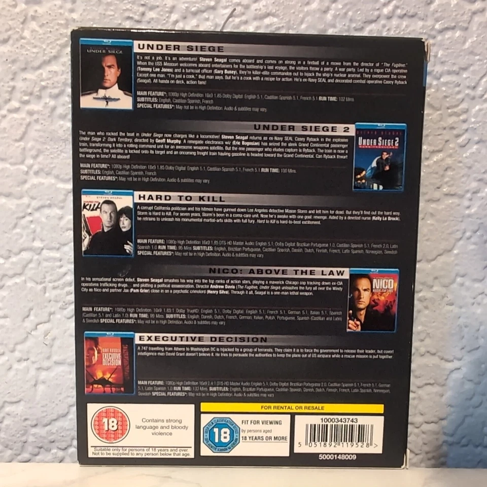 The Steven Seagal Collection Blu-ray (2012) - 5 Discs Very Good Condition - Image 2 of 4