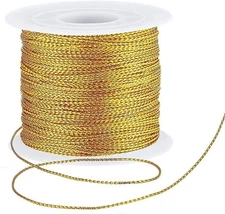 Gold String Metallic Cord 1Mm Tinsel String Thread for Craft Jewelry Making Gift