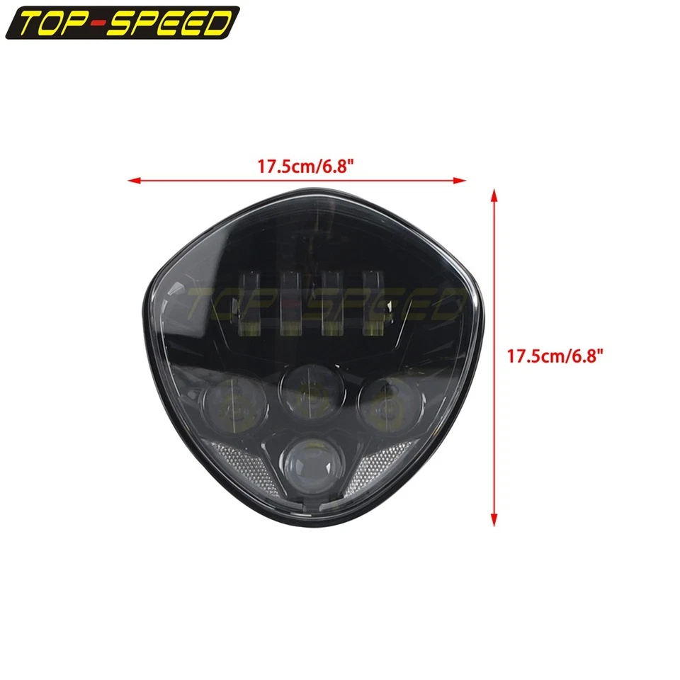 Black LED Headlights Assembly For Victory High Ball Ness Magnum Cross Country - Image 2 of 4