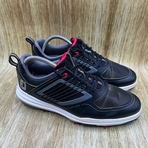 Athletic Sporty Golf‎ Shoes FootJoy Fury 10W Black Leather Mesh Spiked Cleats FootJoy FJ Fury Spiked Golf Shoes, Black -Style #51103 main image 3
