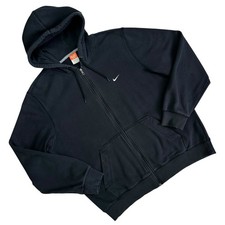 Vtg Y2K Nike Athletic Dept. Full Zip Up Hoodie Sweatshirt Men XL Black Faded Gym