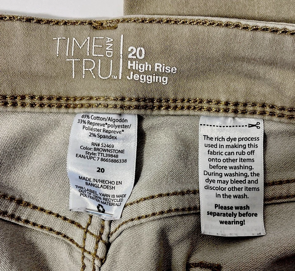 Jeggins Time and Tru para mujer color tostado tiro alto talla 2XL (20) 3 bolsillos Foto 4 de 4
