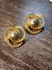 Vintage 50's Bluette France 1.25" Domed Gold Tone Circles Shoe Clips Dress Clips