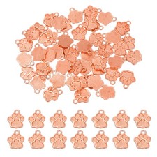 50Pcs Dog Paw Print Charms, 15x12.5mm Animal Footprint Pendants, Rose Gold