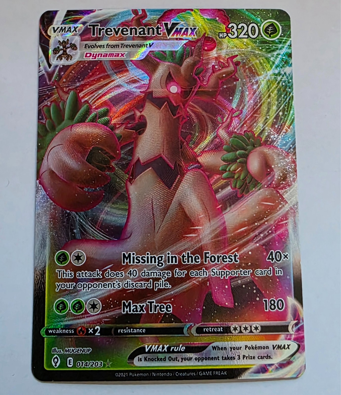 Trevenant VMAX 014/203 SWSH07: Evolving Skies Ultra Rare Pokemon Card NM