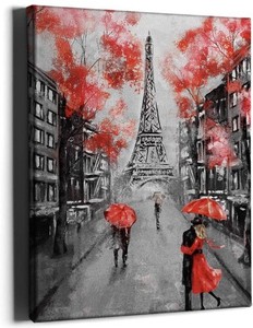 PKONE Eiffel Tower Canvas Wall Art Modern Paris Landscape 12”x16” Home Decor