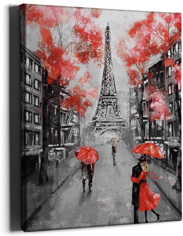 PKONE Eiffel Tower Canvas Wall Art Modern Paris Landscape 12”x16” Home Decor