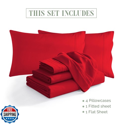 Elegant Comfort 1500 Premium Quality 6-Piece Bed Sheet Set - 18-24 Inch Extra - Picture 3 of 5