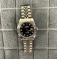 Rolex Datejust 36mm Black Dial Diamond Markers Fluted Bezel Jubilee