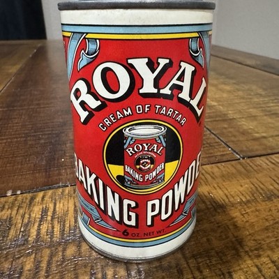 Vtg 1960 s Tin Royal Baking Powder Cream Of Tartar Cake Cookies Bread 1/2 Full