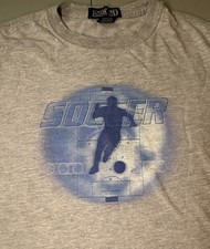 Vintage 90s Lands' End Long Sleeve Youth M 10-12 Shirt Gray Soccer Made in USA