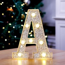 Glitter Silver Marquee Letters, LED Letter Lights, Battery Operated, Home Decor