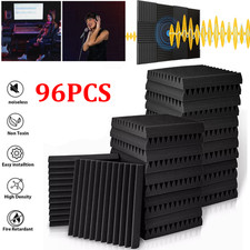 12 96Pcs Acoustic Wall Panels Studio Sound Noise Proofing Insulation Foam Black