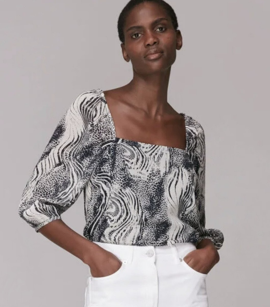 WHISTLES * BNWT * SIZE 8 NAVY FLOWING TIGER BLANCHE LADIES TOP RRP £79  FREE P+P
