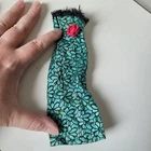 ​Vintage Barbie Doll Dress Teal & Black Floral Lace Pattern Gown with Pink Rose