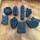 Collection Of 8 Antique Indian Wood Carved Printing Blocks — photo 1