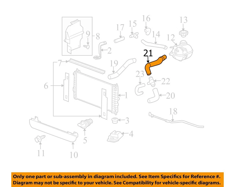 ПОДХОДИТ ДЛЯ 2008-2010 CHEVROLET КОБАЛЬТОВЫЙ ШЛАНГ RAD OTLT RR 25793829 - НОВЫЙ OEM 25793829 - Изображение 3 из 4