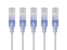 SlimRun Cat6A Ethernet Patch Cable Network RJ45 Stranded UTP 30AWG5ft White 5pk