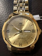 OLEVS LUXURY MEN’S WATCH WATERPROOF STAINLESS -STEEL Gold