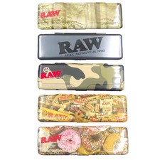 Raw Rolling Papers King Size Slim Rolling Paper Tin Storage Case - Mixed designs