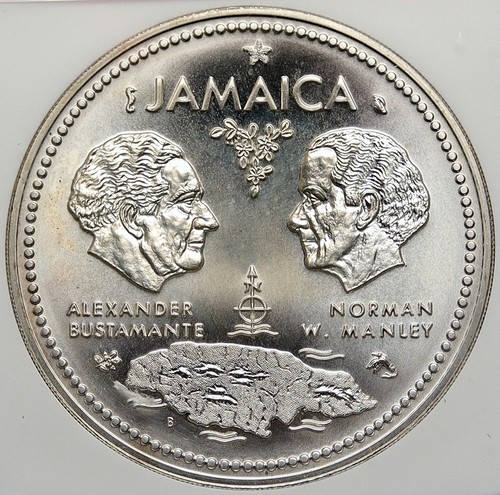 1972 JAMAICA 10th Independence Anniversary BU SILVER 10 Dollars Coin NGC i106243 - Picture 1 of 5