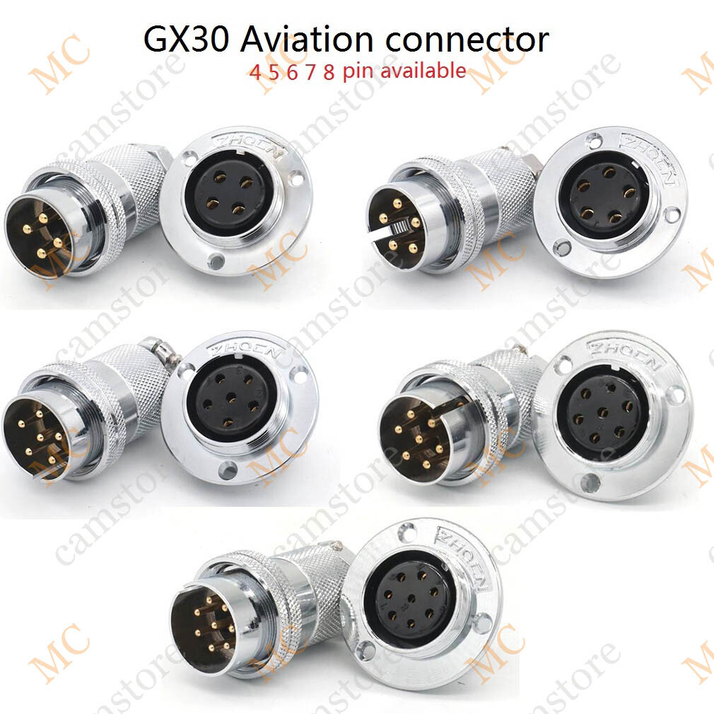 4 5 6 7 8 Pin Aviation Connector, GX30 Aviation Bulkhead
