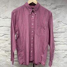 YSL Yves Saint Laurent Pink Striped Button Up Shirt Long Sleeve Vintage 80s 90s