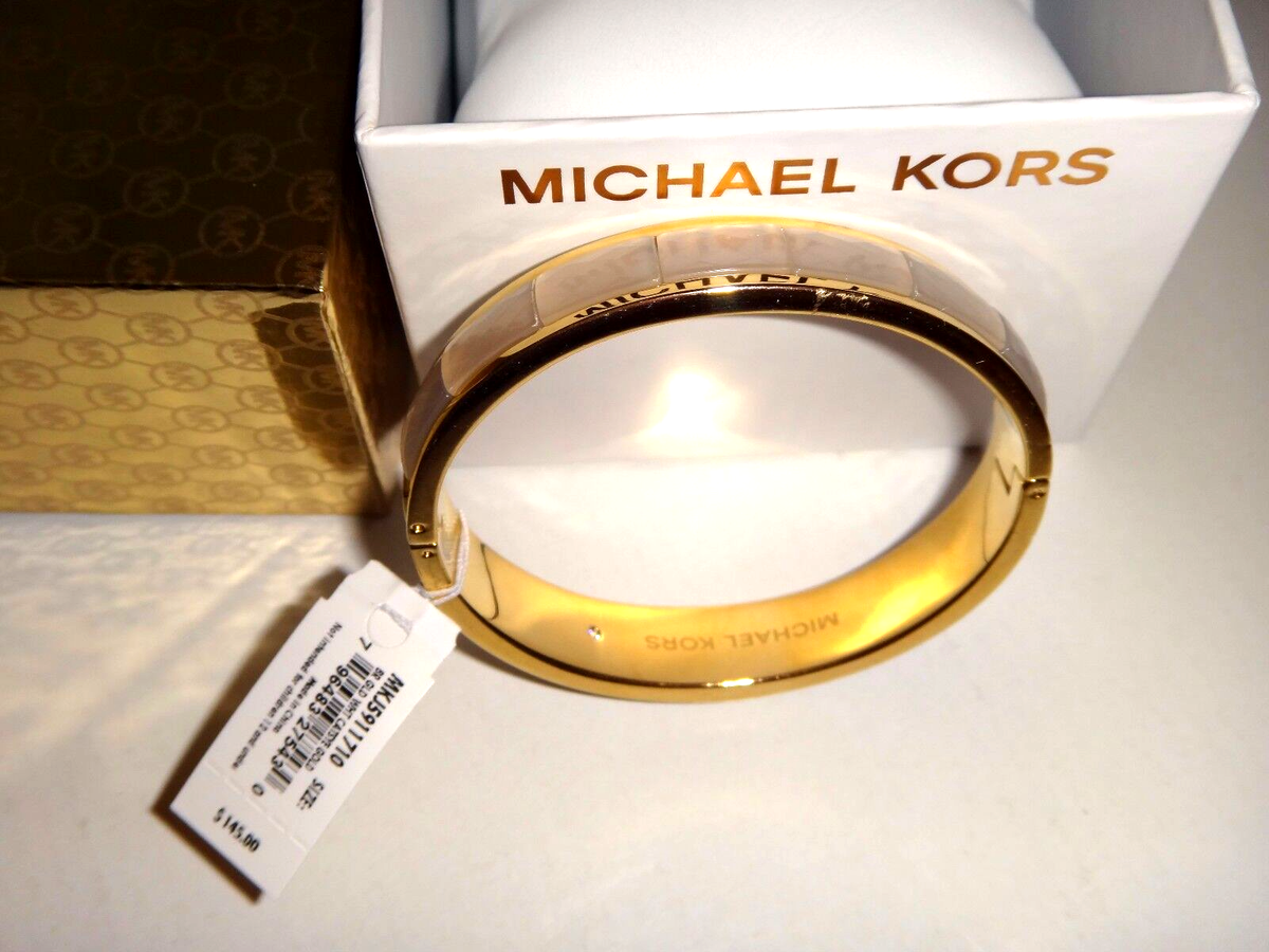 MICHAEL KORS Women Gold S/Steel Off White Acetate Bangle MICHAEL KORS Women Gold S/Steel Off White Acetate Bangle