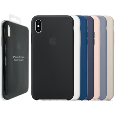 Apple Silikon iPhone XS Max Hülle Cover Original Robust Offiziell Schwarz oder Pink