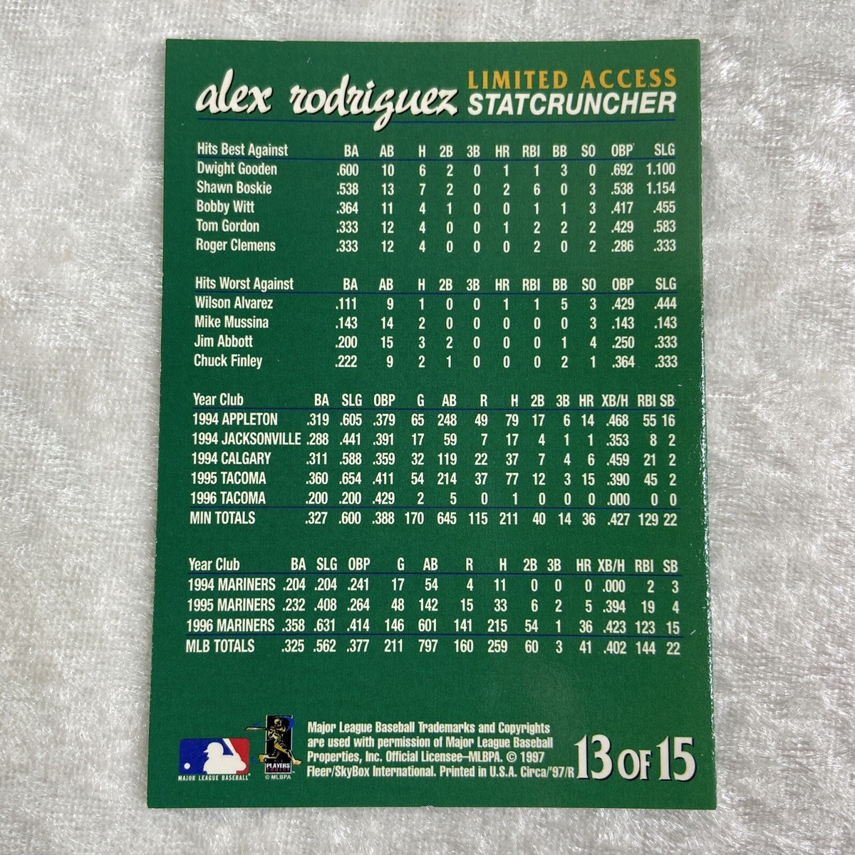 Alex Rodriguez 1997 Circa Limited Access MLB Mariners Baseball