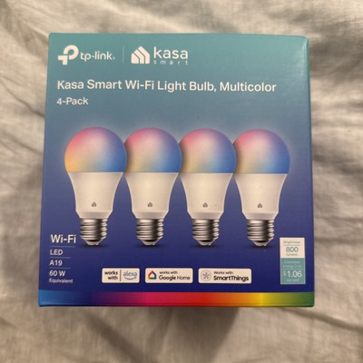 Kasa Smart Wifi Bulbs - Full Color Changing Dimmable A19, 9W 800 Lumens, 4 Pack