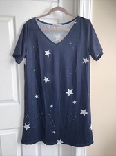 DRESS - Short Sleeve - Miss Look - V-neck - Blue Stars-Knee -Knit -Medium - NWOT
