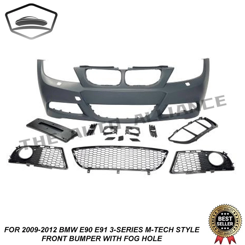 适用于 2009 - 2012 年宝马 E90 E91 3 系列 M-Tech 风格前保险杠套件带雾孔 — 第 3/4 张图片