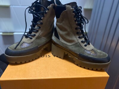Louis Vuitton Suede Calfskin Monogram Laureate Platform Boots