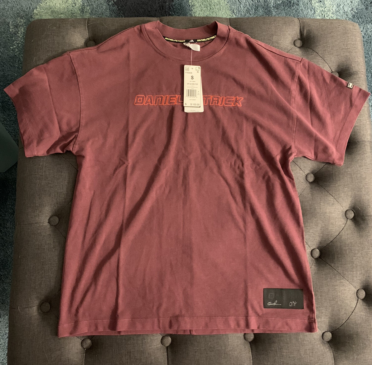 ADIDAS x Daniel Patrick x Harden Tee T-Shirt FR5636 Maroon Men Sz Large NWT  $100