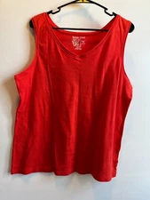 Just My Size Plus Size Tank Top SZ 2XL (18W-20W) Orange Solid Sleeveless  V-Neck