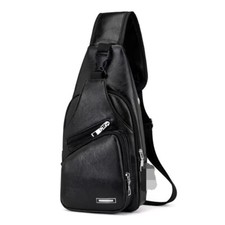 Sacoche Homme Bandoulière - BLACK COLOR - PU Sport Grande Capacité Sac Épaule