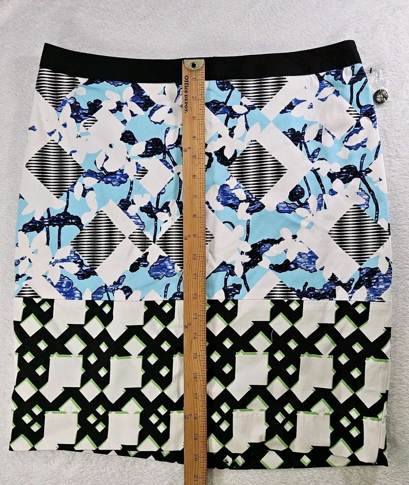 Peter Pilotto Women's Abstract Mixed Media Print Pencil Skirt Retro Preppy 12 - Imagem 3 de 4