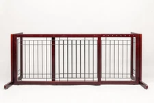 LEADZM 4 Panels Adjustable Pine Pet Gate Coffee