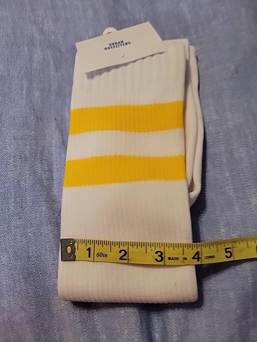 NEU Urban Outfitters kniehohe Schlauchsocken Damen Einheitsgröße gelb gestreift weiß - Bild 6 von 7