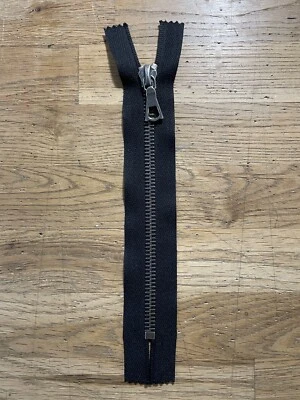 RiRi Zipper m6, 1 Way Close End Blackened white bronze, Blk, Flach 21, 6.5” - Image 1 of 4