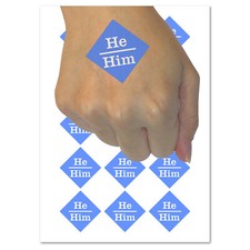 Pronouns He Him Temporary Tattoo Water Resistant Fake Body Art Set