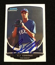 CJ C.J. EDWARDS 2013 BOWMAN CHROME AUTOGRAPHED SIGNED AUTO BASEBALL CARD BCP144 