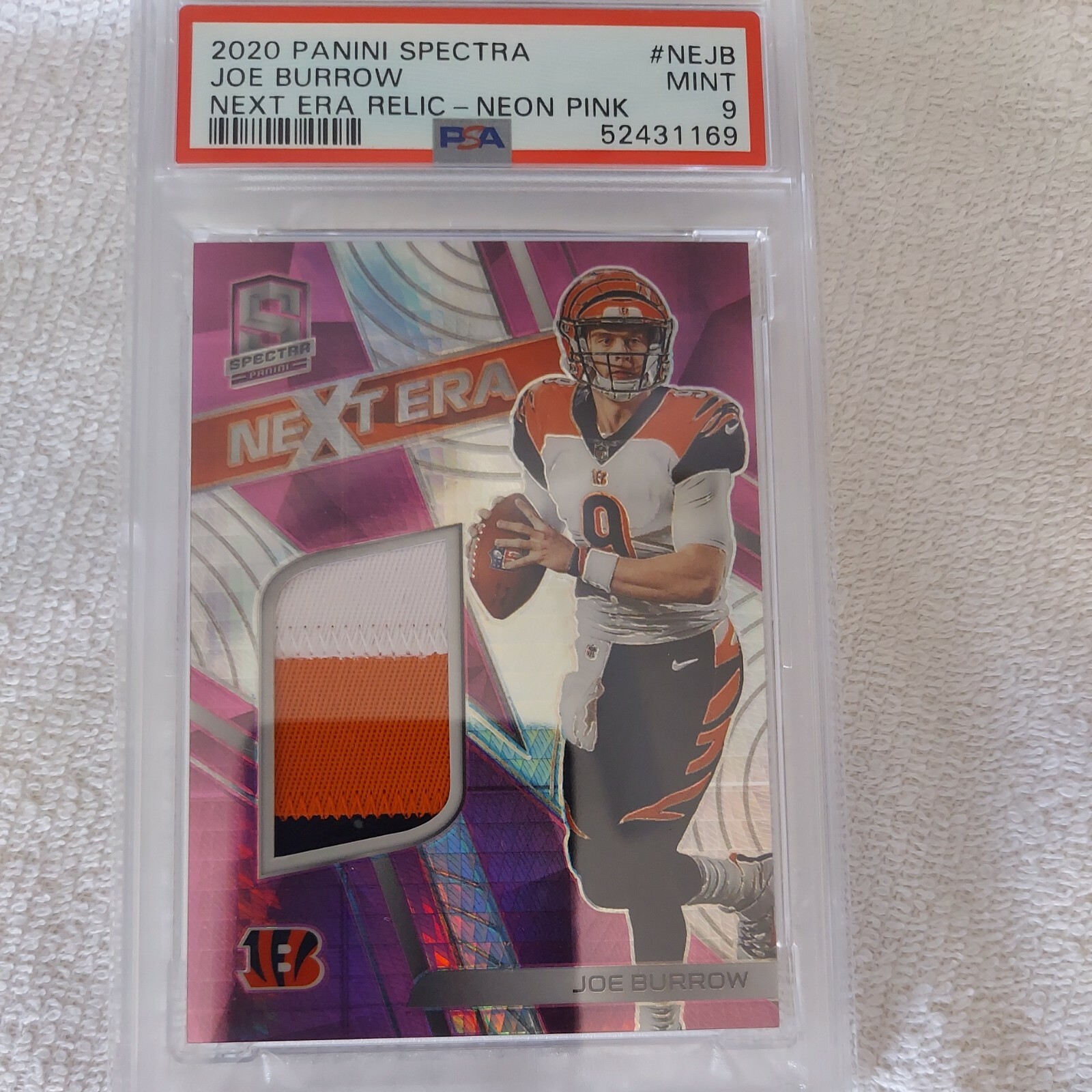 Joe Burrow Panini Spectra Next ERA Relics #NEJB Neon Pink