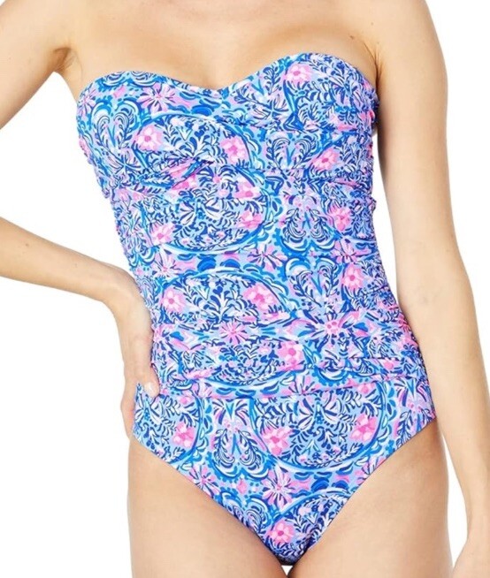 Nuevo con etiquetas Lilly Pulitzer Mujer Flamenco Una Pieza Azul Peri Takin It Easy Talla 2